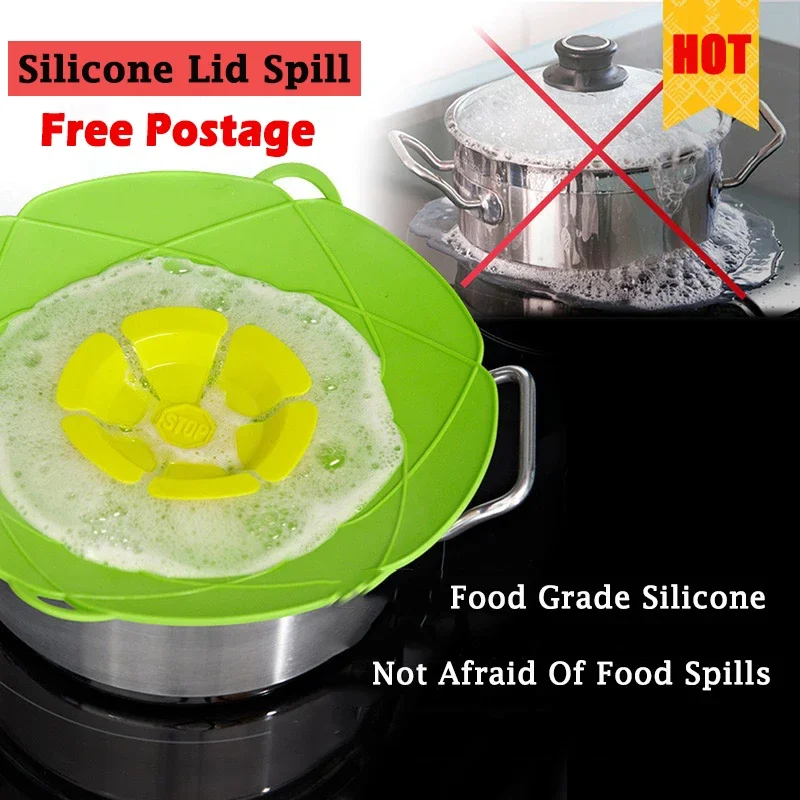 26CM Hitzebeständige Silikon Deckel Spill Stopper Abdeckung Für Topf Pfanne Mehrzweck Küche Zubehör Kochen Werkzeuge mikrowelle sicher Image