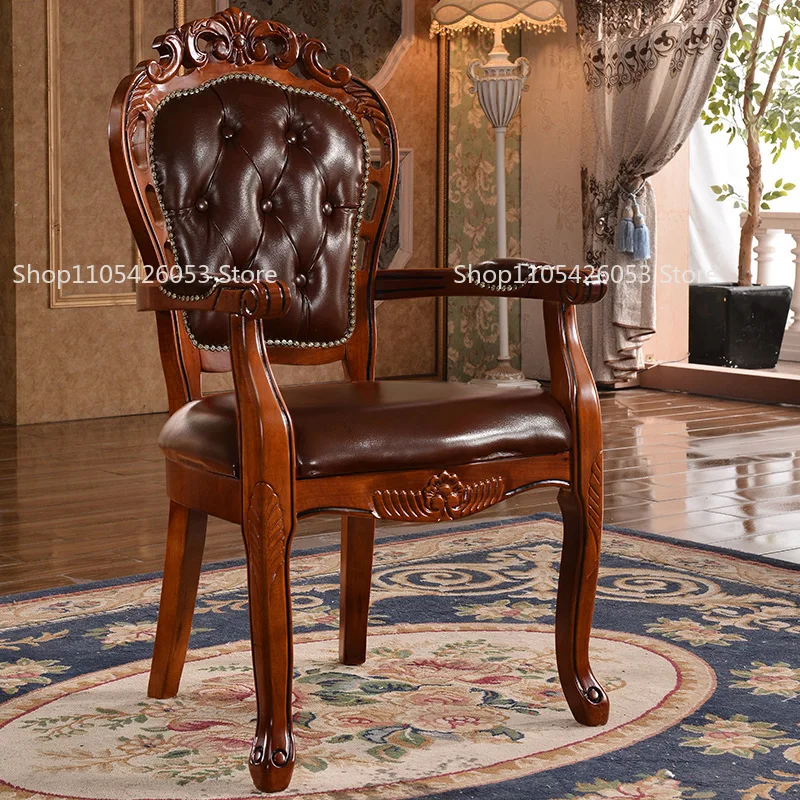 Europäischer Esszimmerstuhl im Amerikanischen Stil, Stuhl, Zuhause, Rückenlehne, Massivholz, Retro, Armlehne, Hotel, Restaurant