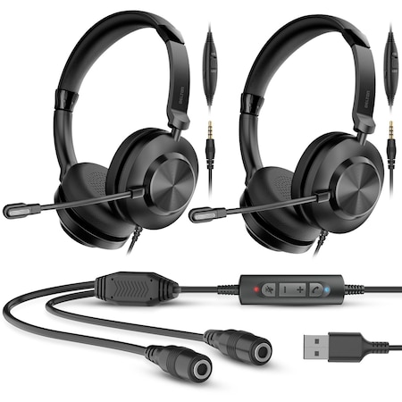 DELTON T32Y Training Headset with Master Adapter & Splitter for Supervising &