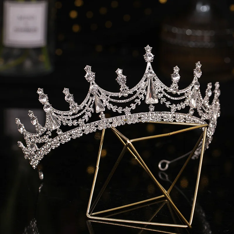 Braut-Diademe Luxuriöse Silberfarbene Kristall-Brautkronen Strass-Festzugs-Kopfschmuck Hochzeits-Haaraccessoires Image