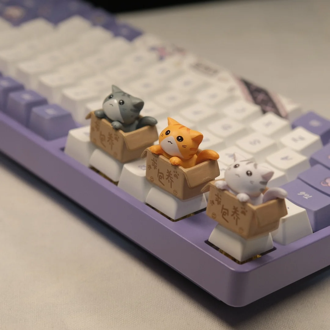 Süße Katzen-Tastenkappe für mechanische Tastatur, OEM R4-Profil, Neuheit 3D-Tier-Tastenkappe für MX-Switches, Kawaii-Schreibtischzubehör, Funn Image