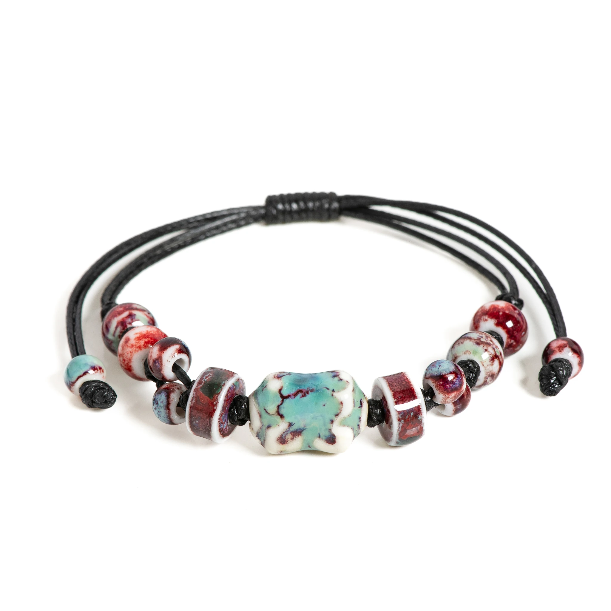 Handgefertigtes kaiserlich inspiriertes Keramikarmband, verstellbarer böhmischer ethnischer Schmuck, einzigartiges handwerkliches Geschenk 2-003 Image
