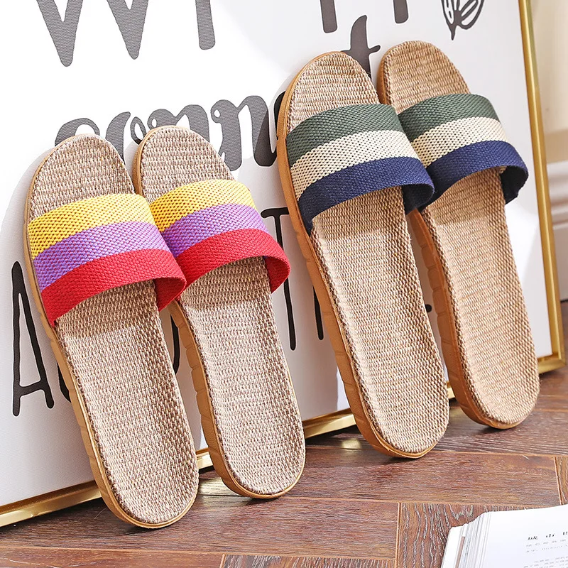 Hanf Sommer Damen Hausschuhe Hause Luxus Designer Frau Schuhe Wohnungen 2026 Casual Indoor Rutschen Paar Weiche Leichte Große Größe