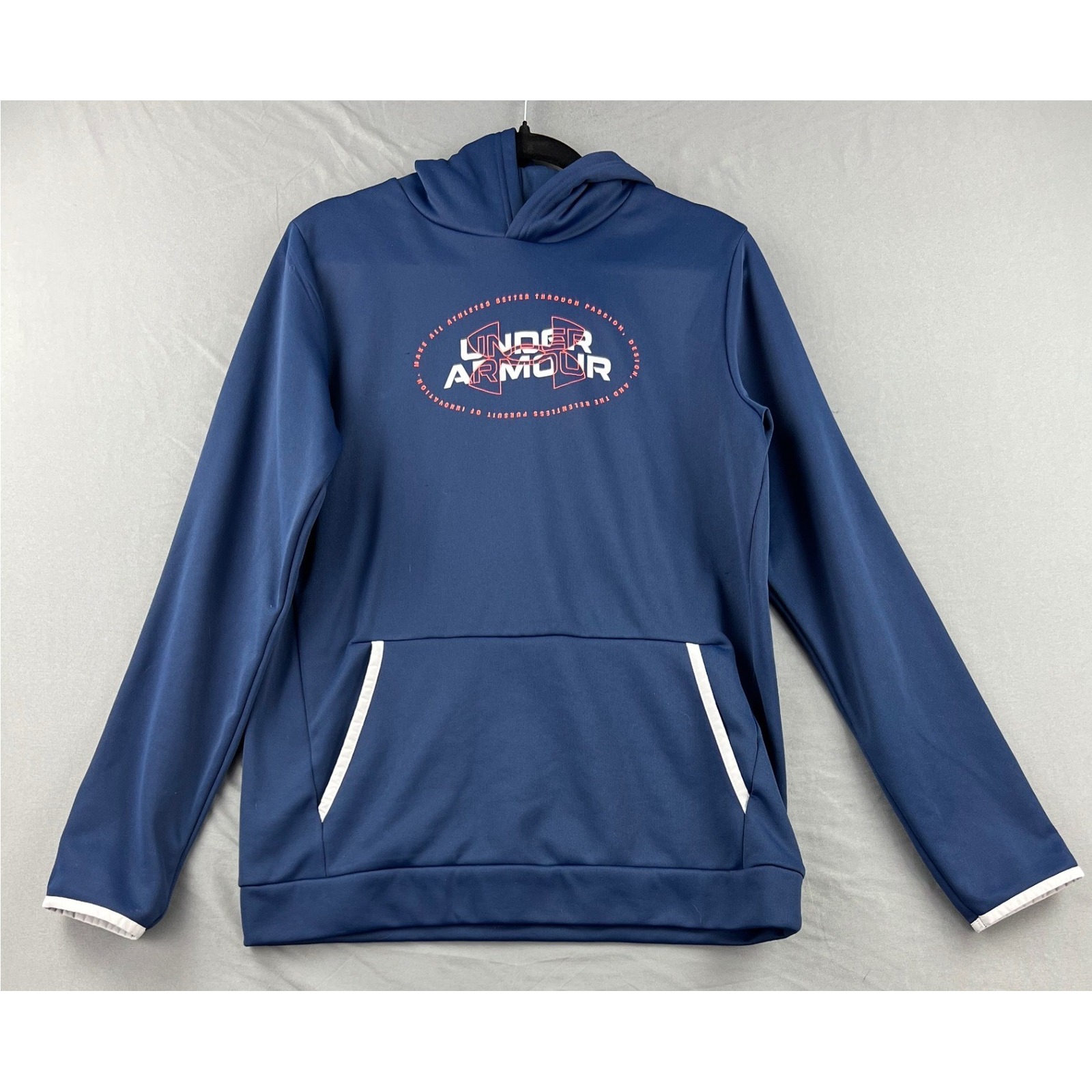Under Armour Shirts & Tops | Under Armour Hoodie Kids Youth Xl Blue Good Coldgear Graphic Sweatshirt 3842 | Color: Blue | Size: Xl (18-20)