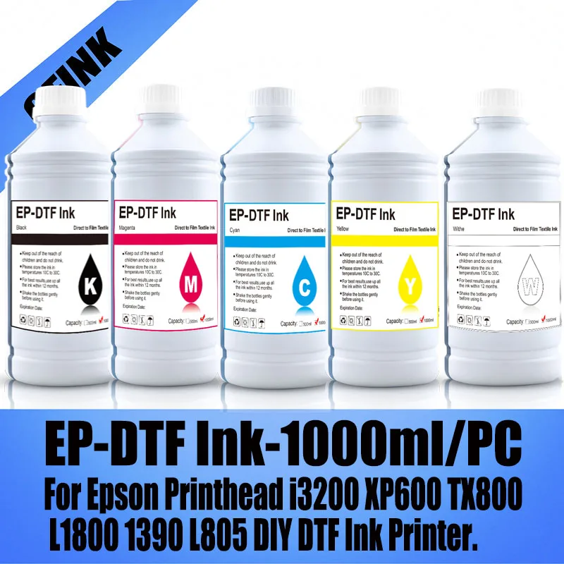 EP-DTF-Tinte für DTF-Folie, Direkttransferfolie, Wärmeübertragung für Epson-Drucker, Tinte I3200 L1800 L800 L805 XP600 TX800, PET-Folie Image