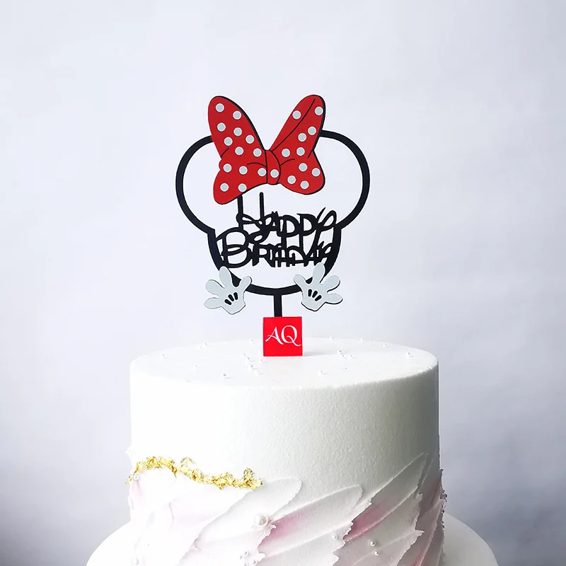 Cartoon Alles Gute zum Geburtstag Kuchen Topper Acryl Niedlichen Tier Cupcake Topper für Kinder 1. Geburtstag Party Kuchen Dekorationen Baby Dusche Image