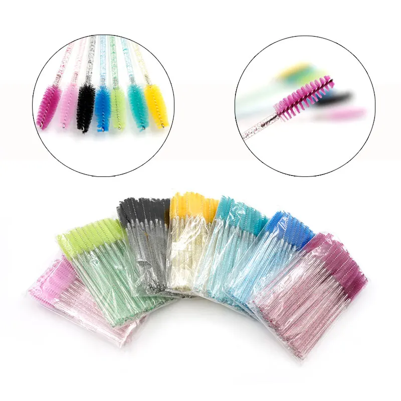 50 Teile/paket Einweg Kristall Wimpern Make-Up Pinsel Diamant Griff Mascara Wands Applikator Augenbraue Kosmetik Schönheit Werkzeuge