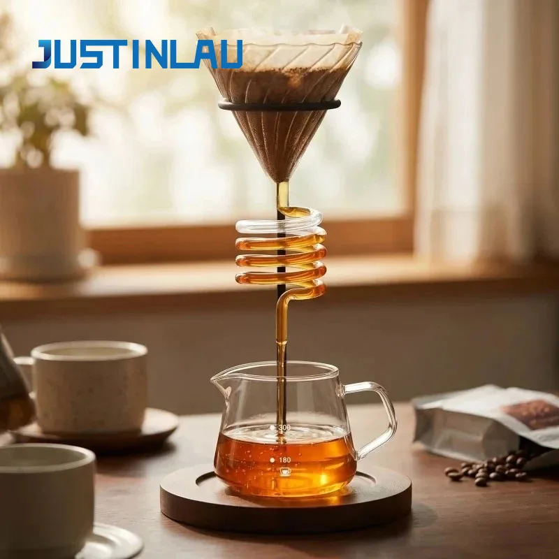 JUSTINLOU Glass Snake Tube Manual Brewing Coffee Pot Set Simple Household Filter Cup Coffee Pot Brewing Utensils Coffee Tools