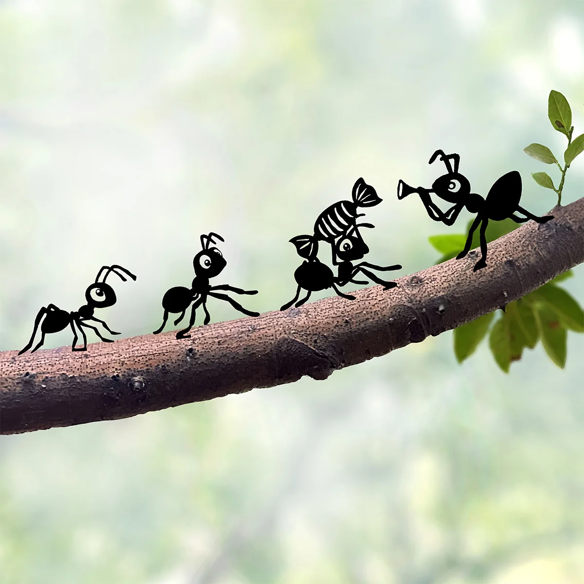 4 piquets décoratifs de jardin en fer, décoration de jardin en métal noir en forme de silhouette d'abeille, décoration artistique en fer, décorations de branches d'extérieur, adaptés aux jardins,