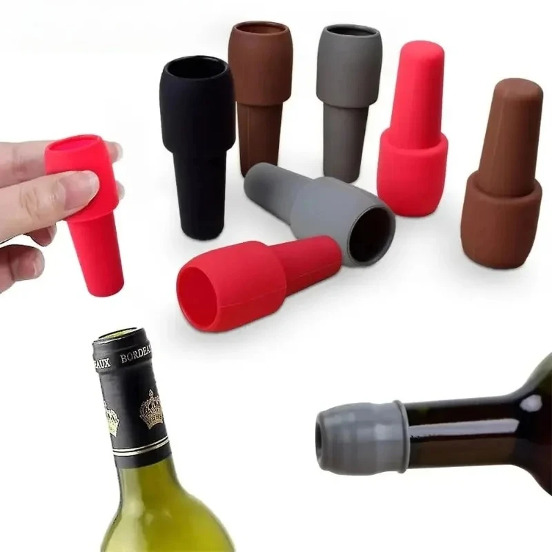 Bouchons de vin en Silicone, scelleuse de bouteilles de boissons, bouchon de bouteille de vin mousseux réutilisable, gardant le vin, le Champagne, outils de cuisine frais