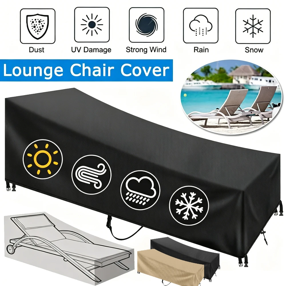 Outdoor Garden Sunbed Cover Sun Lounger Cover Patio Outdoor Lounge Chair Recliner Protective Cover Furniture Waterproof Cover