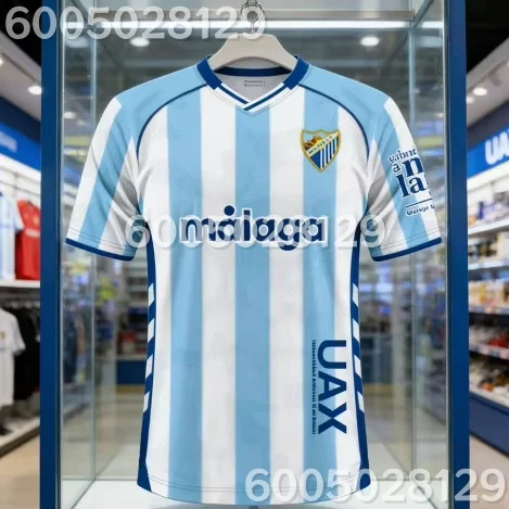 Maillot de football Malaga CF 2025-26 domicile imprimé en 3D pour adultes et enfants, t-shirt athleisure familial d'été à séchage rapide, doux, confortable et léger