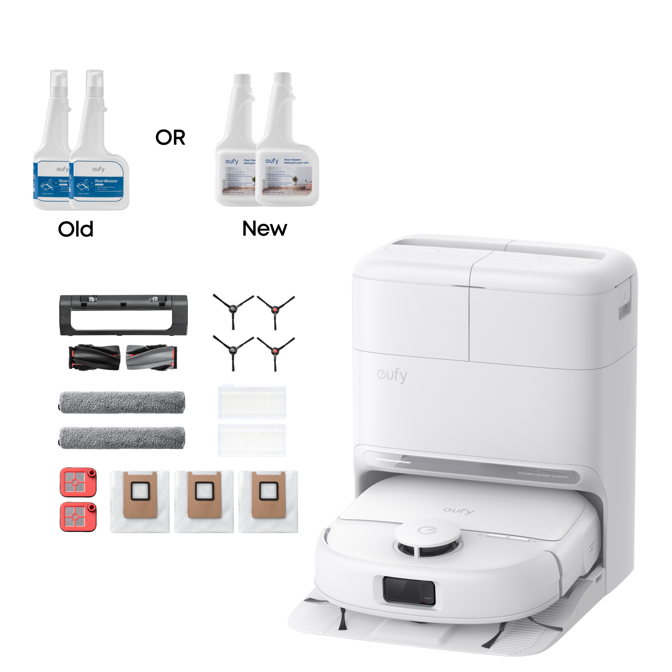 eufy Robot Vacuum Omni C28 White + Replacement Kit + Cleaning Solution ×2 White