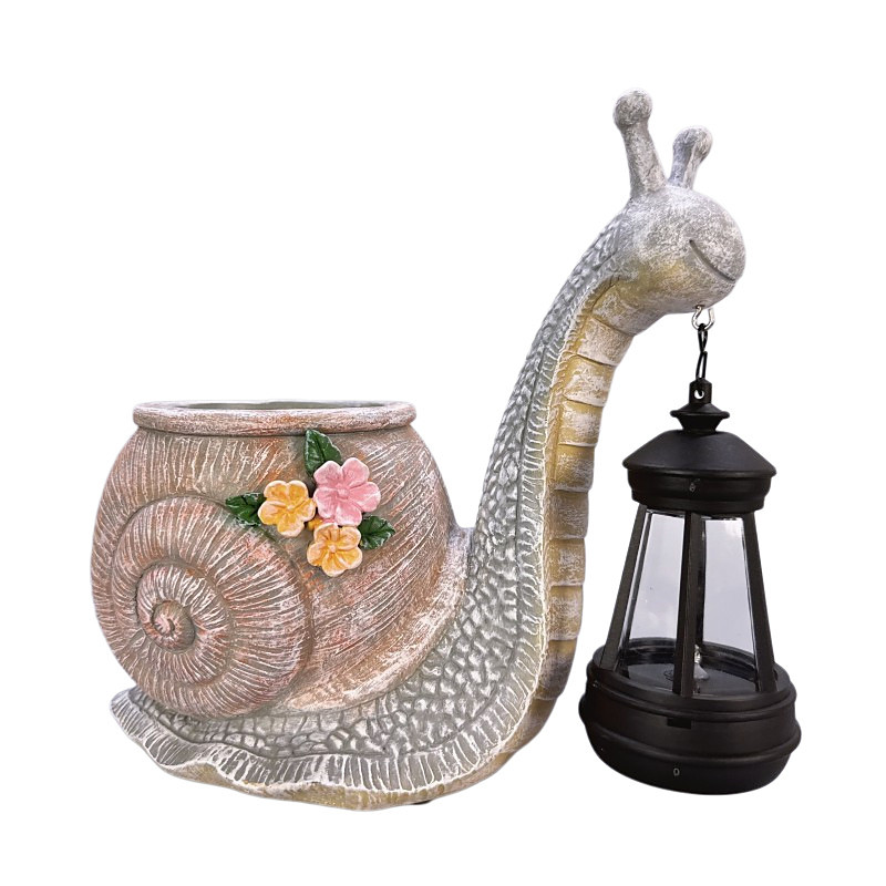 Outdoor Solar Snail Garden Stake Lights, Creative Resin Snail LED Lantern Flower Pot Decor, Waterproof Solar Powered Pathway Lights for Garden, Yard, Lawn, Patio, Farm Landscape Decoration