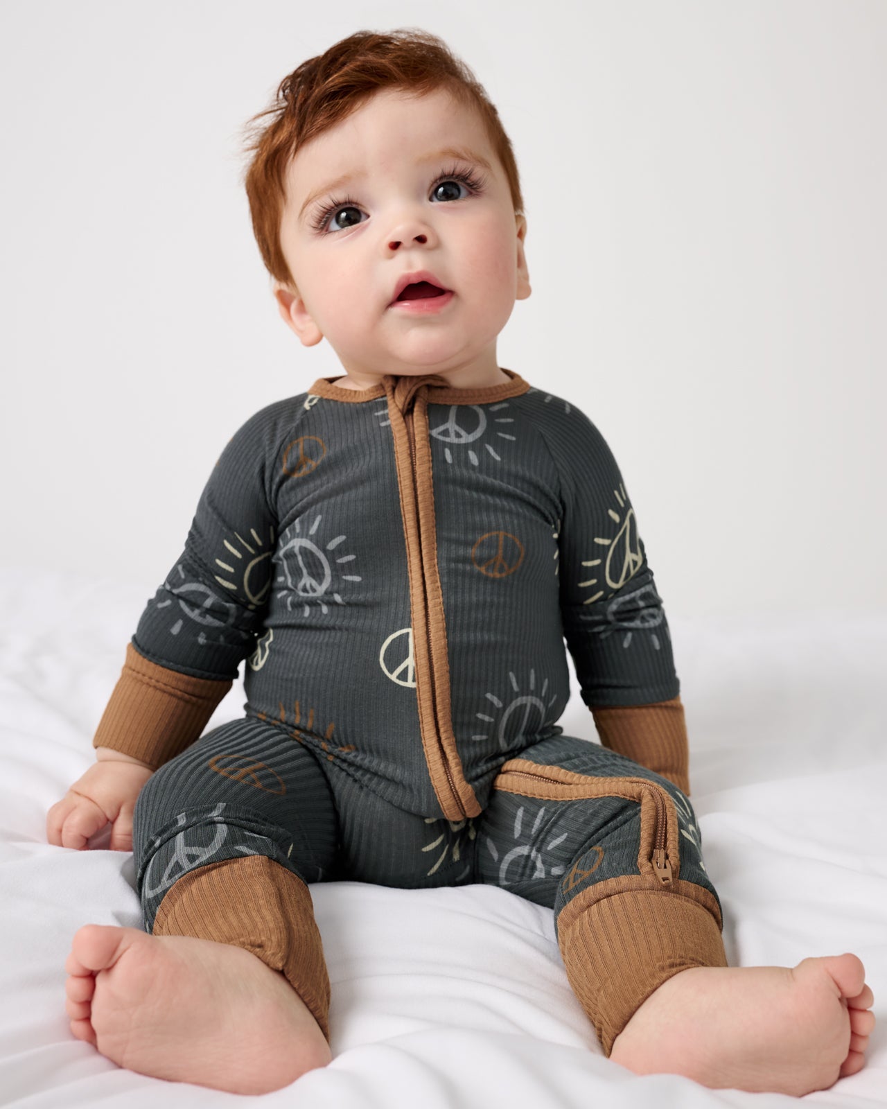 Peace & Love Ribbed Zippy - 3-6 months