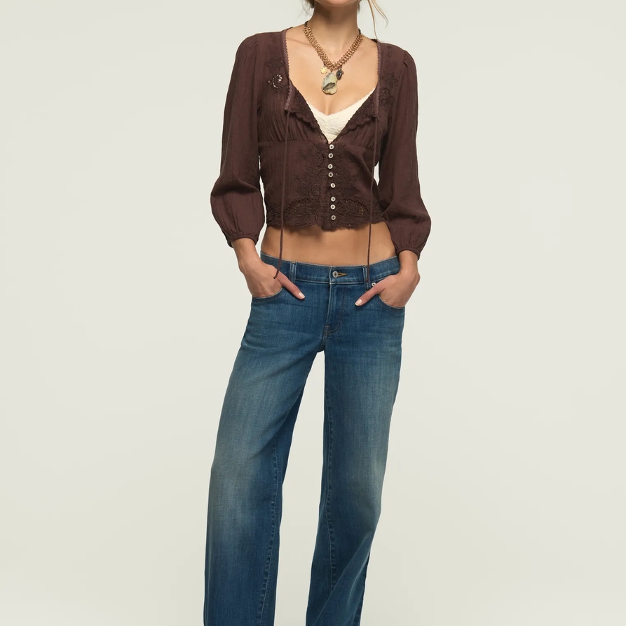 Lucky Brand Mid Rise Sweet Wide Leg - Women's Pants Denim Wide Leg Jeans in Something New Wash, Size 24 x 30
