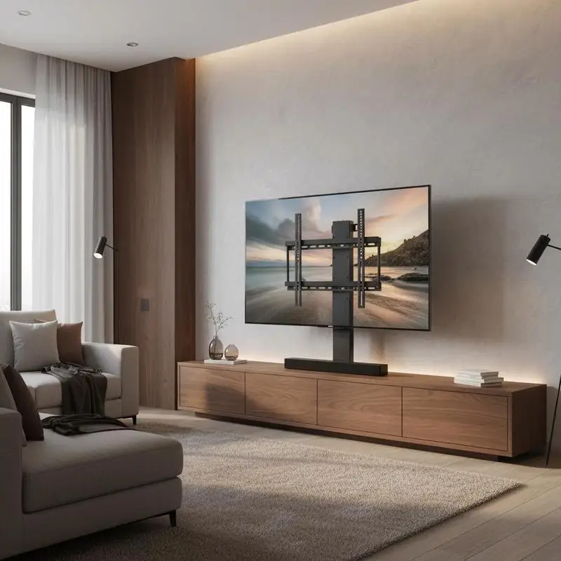 Support TV pour téléviseurs LCD, LED et plasma, support TV automatique, élévateur TV, support élévateur TV de 97,4 à 167,4 cm, réglable en hauteur et stable, max. 60 kg