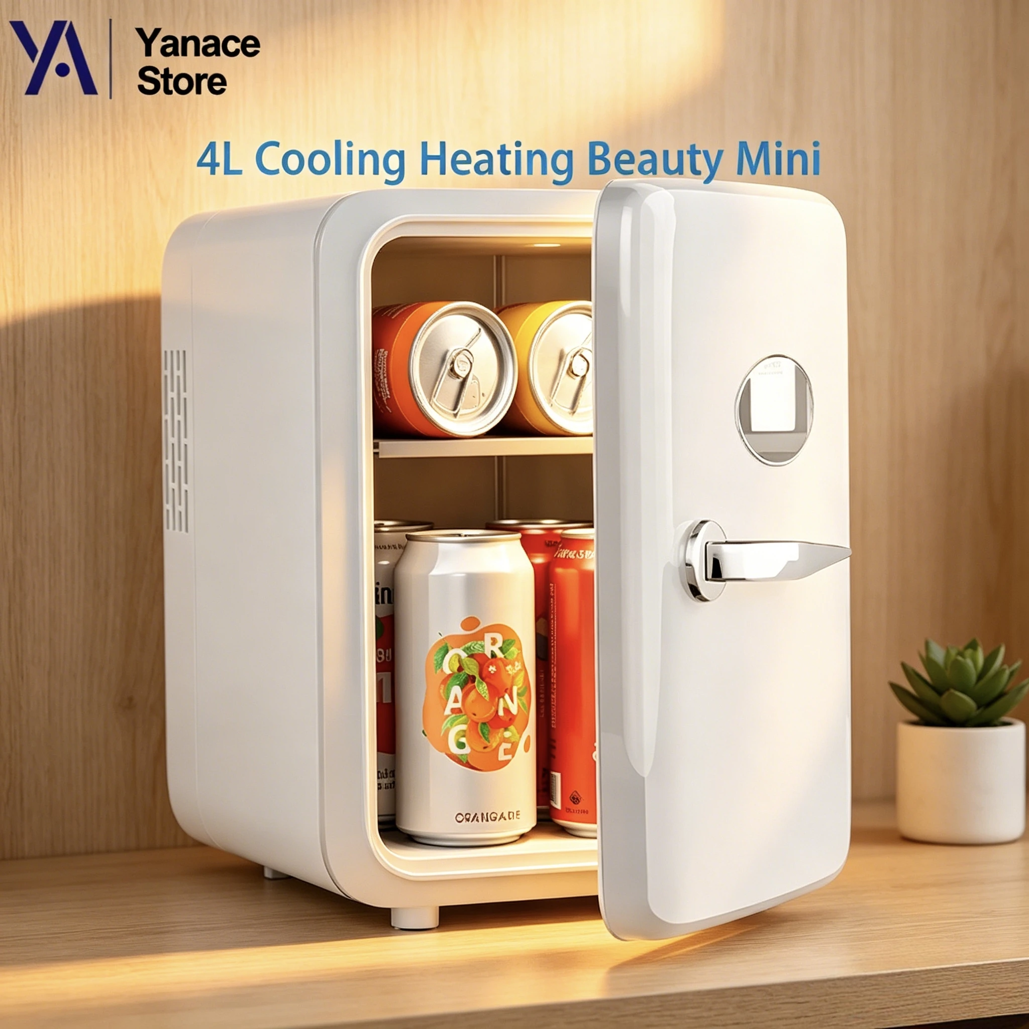 Mini-réfrigérateur portable 4L pour voiture, réfrigérateur de bureau, réfrigérateur pour cosmétiques, petit réfrigérateur pour dortoir, boîte de chauffage et de refroidissement