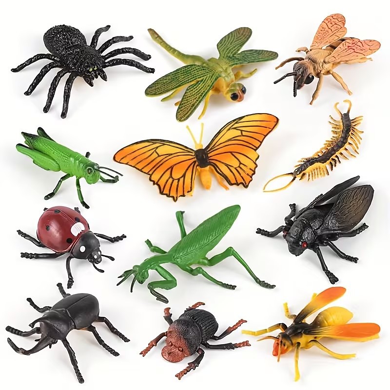 12pcs Realistic Insect Toy Models, Prank Toys, April Fool's Day Toys, Spiders, Butterflies, Dragonflies, Centipedes, Christmas Gifts, Halloween Gifts, Easter Toys for Boys