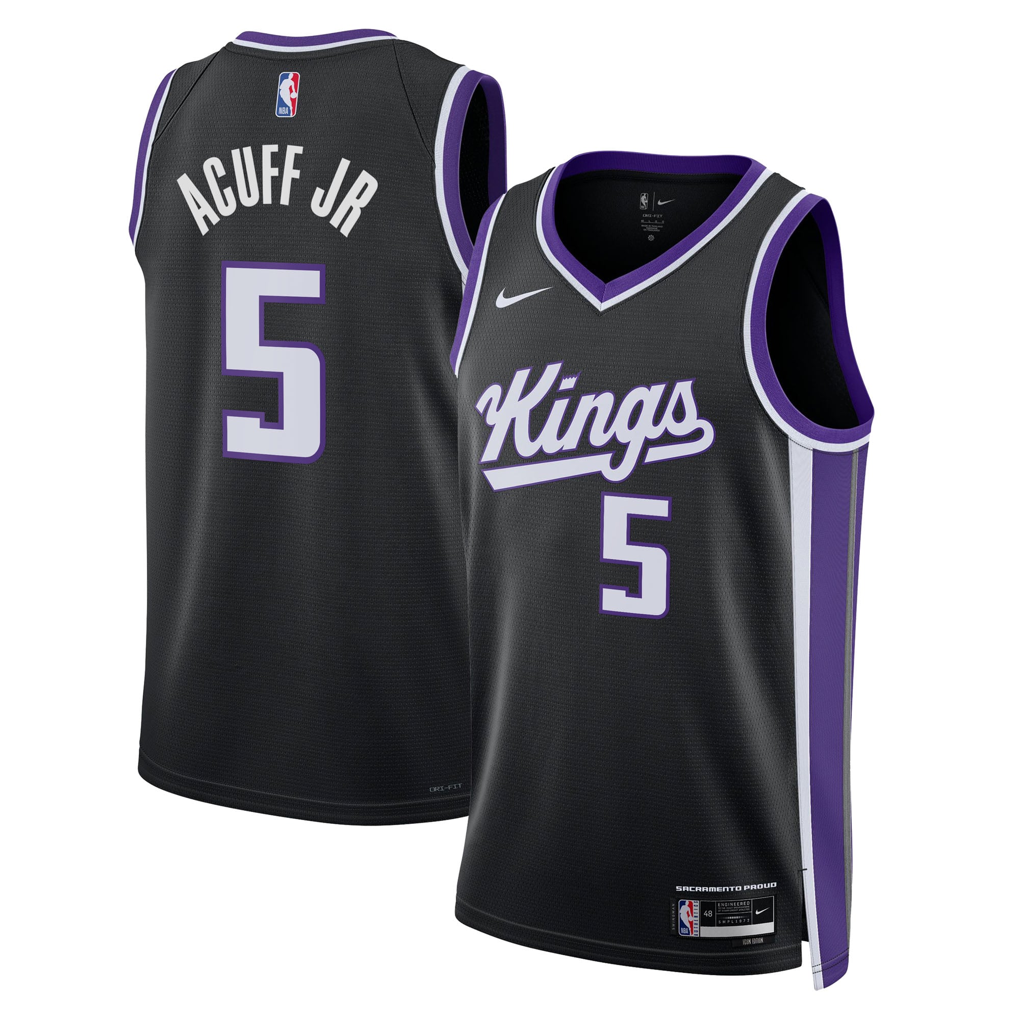 Maillot Nike Icon Swingman Sacramento Kings - Noir - Darius Acuff Jr. - Unisexe - Homme Taille: XS