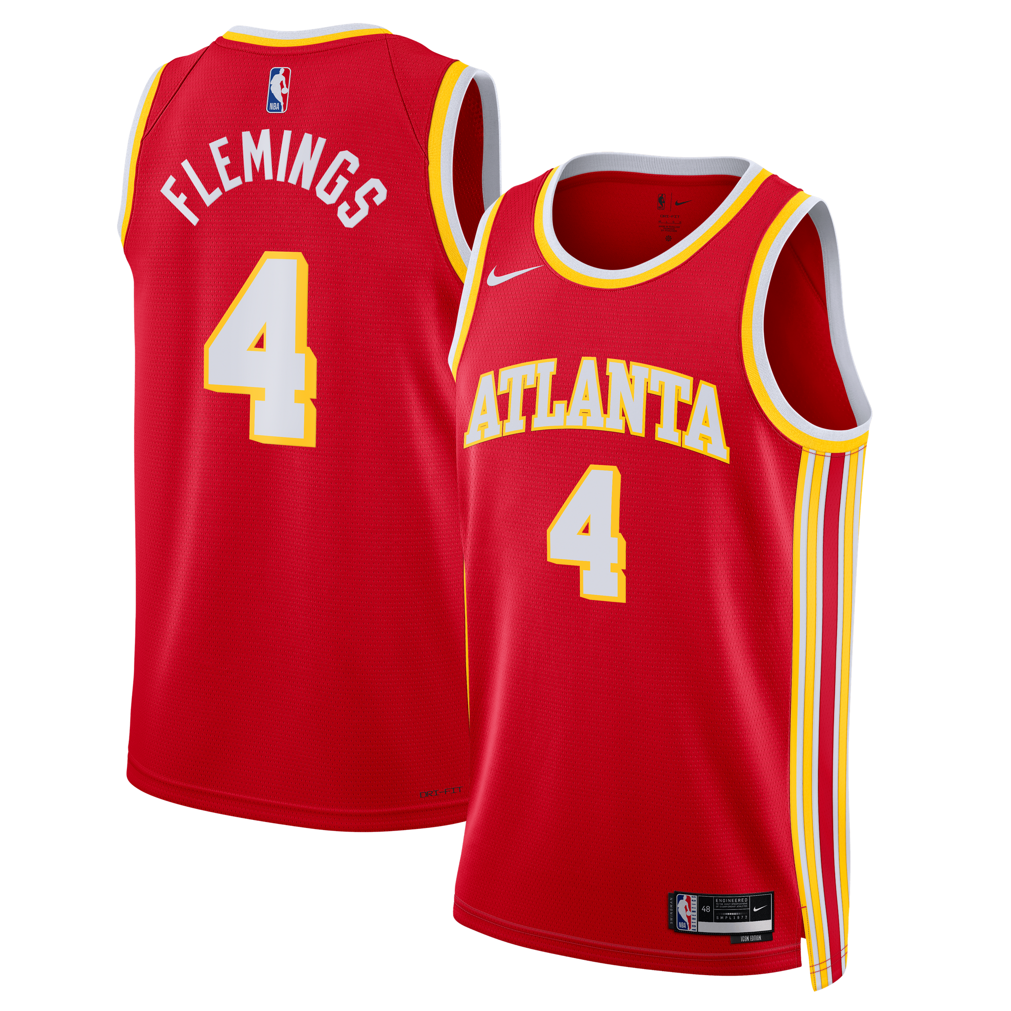 Maillot Swingman Nike Icon des Atlanta Hawks - Rouge - Kingston Flemings - Unisexe - Homme Taille: M