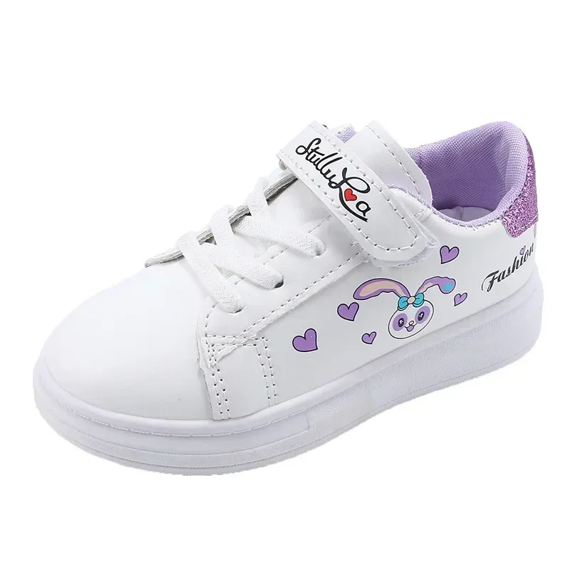 Weiße Schuhe für Mädchen, Frühling, rutschfeste Lederschuhe für Kinder, feste Sohlen, Sportschuhe mit flachem Mund für Kinder, Größe 26–37