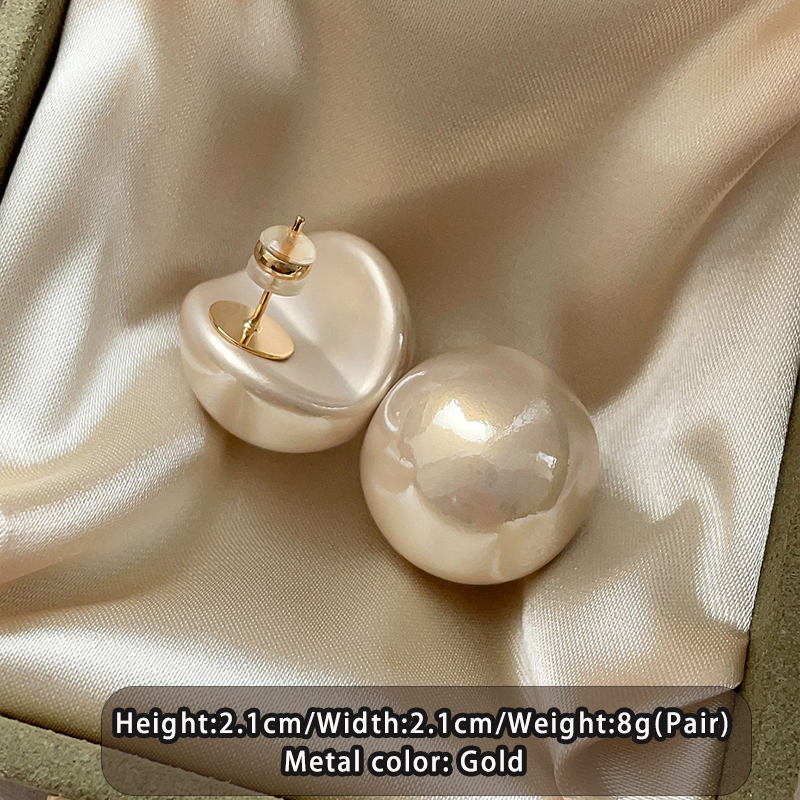 Elegant Minimalist Pearl Stud Earrings For Women Classic Fashion Jewelry For Daily Wear & Parties white