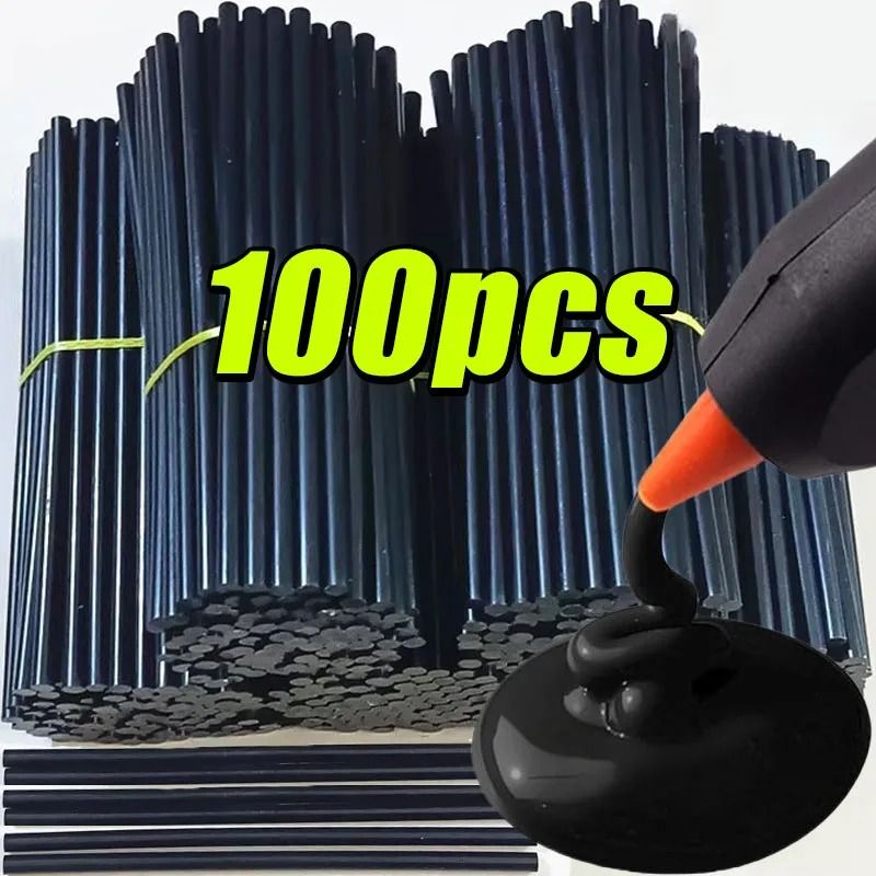 100pcs Black Hot Melt Glue Sticks High Viscosity EVA Adhesive For Car Dent Repair, DIY Art Crafts, And General Repairs 0.43 In X 7.48 In