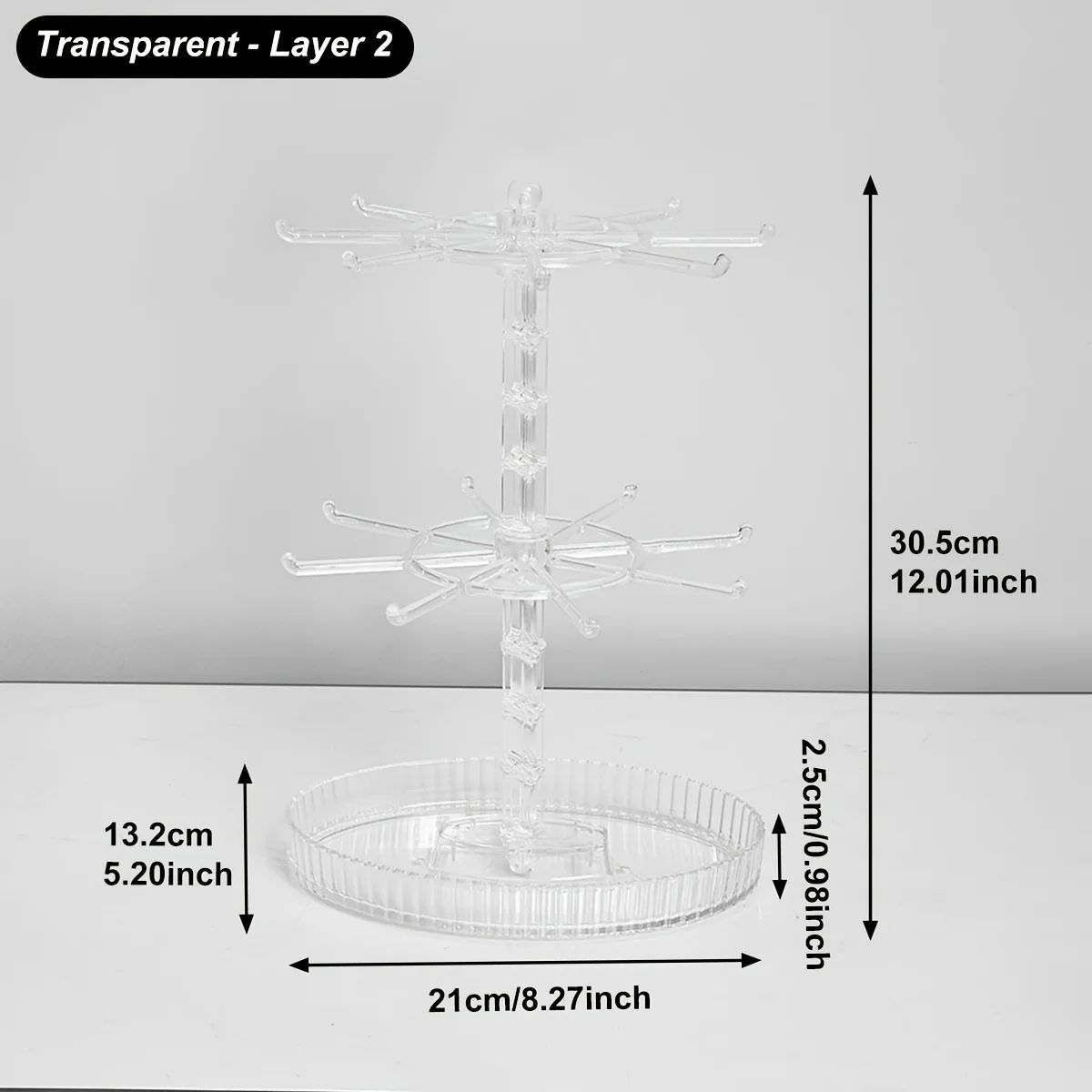 Rotating Multi Layer Jewelry Display Stand transparent 2 Layers