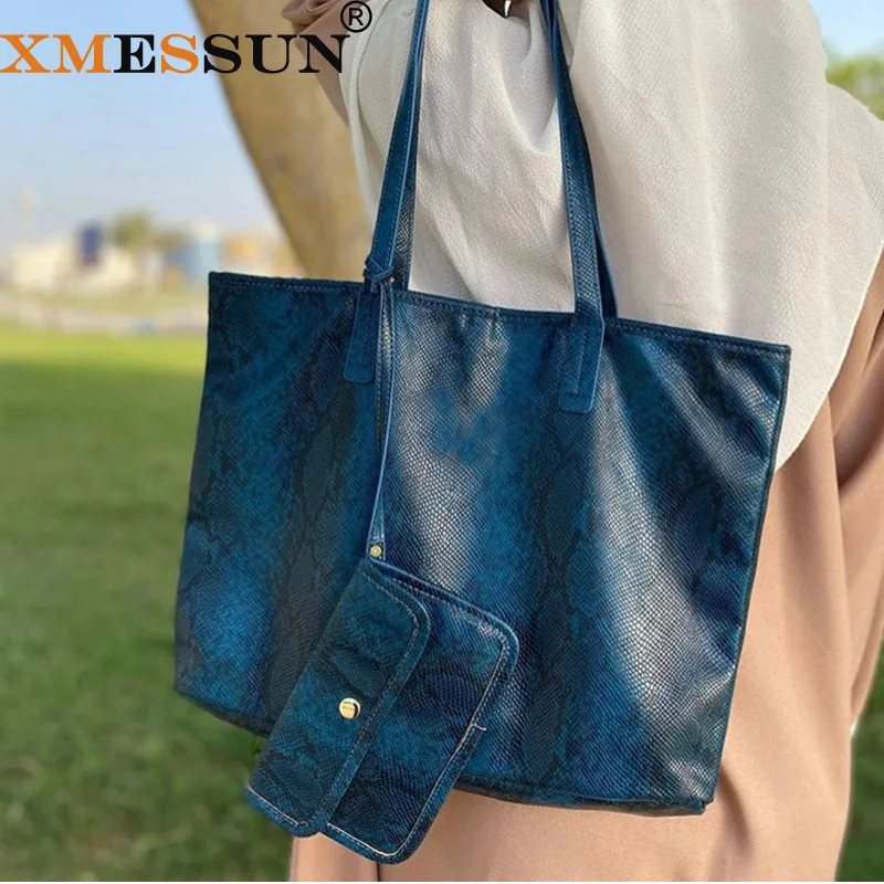 XMESSUN femmes sac à bandoulière motif serpent sac à provisions mode femmes sacs à main décontracté grande capacité fourre-tout 2026 nouveaux sacs à la mode