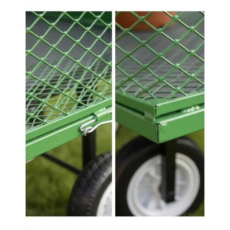 Chariot de jardin avec siège, capacité 500 LBS, siège de travail de jardin roulant en acier avec roues, tabouret de jardinage robuste, avec plateau à outils et poignée réglable, chariot de jardin