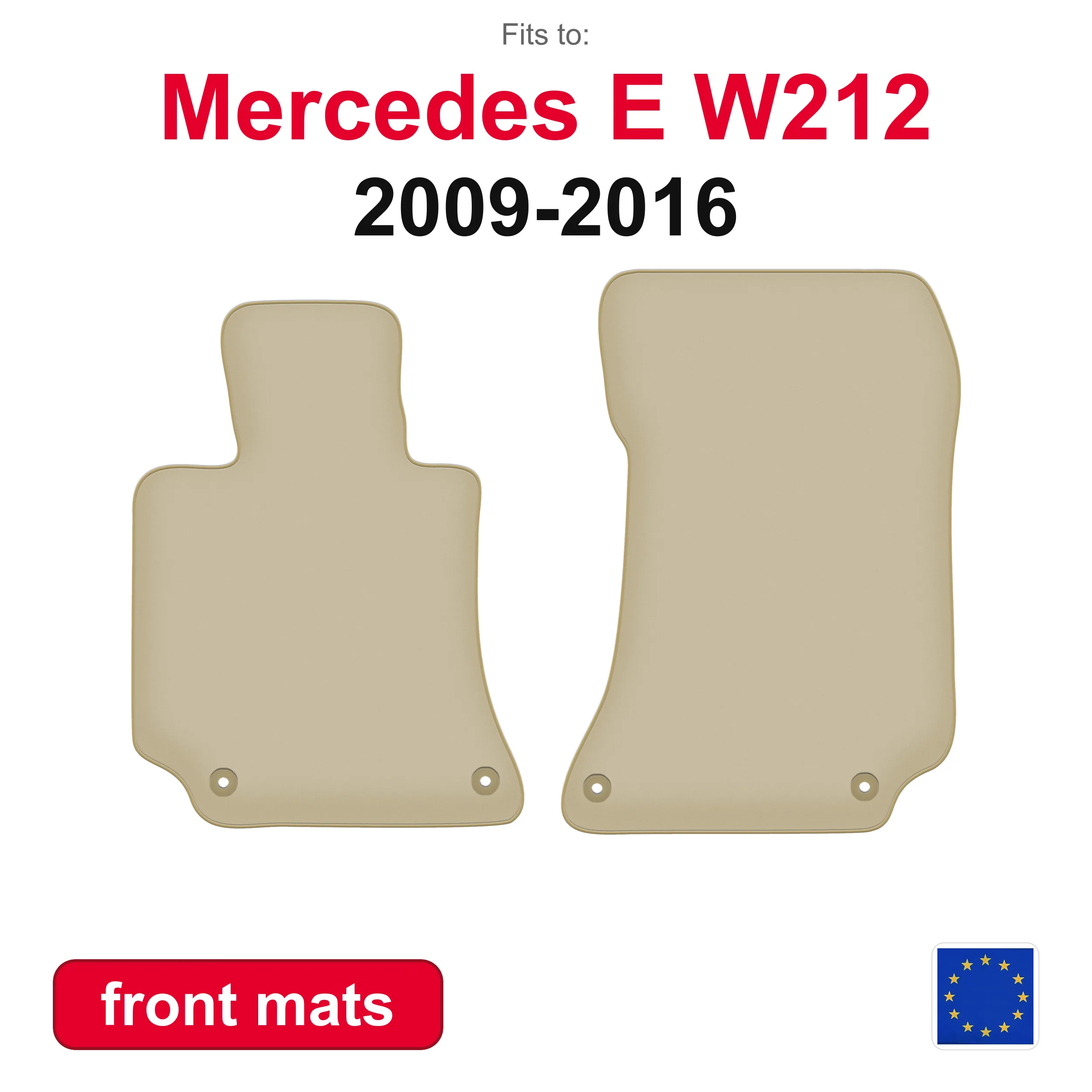 Tapis de sol avant de voiture PREMIUM pour Mercedes E W212 berline, break, coupé (2009-2016) - beige, kit de 2 tapis de sol avant ajustés pour voiture