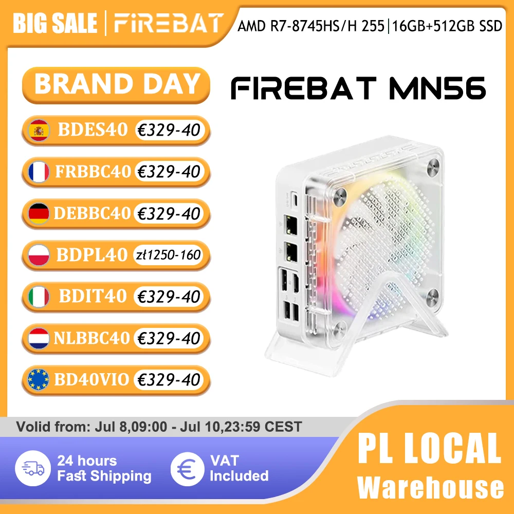 FIREBAT MN56 MINI PC AMD RYZEN 7 8745HS 16GB 24GB DDR5 512GB 1TB SSD Windows11 Gaming-Desktop-Computer BT5.2 WIFI6 HDMI TYPE-C Lokaler Versand