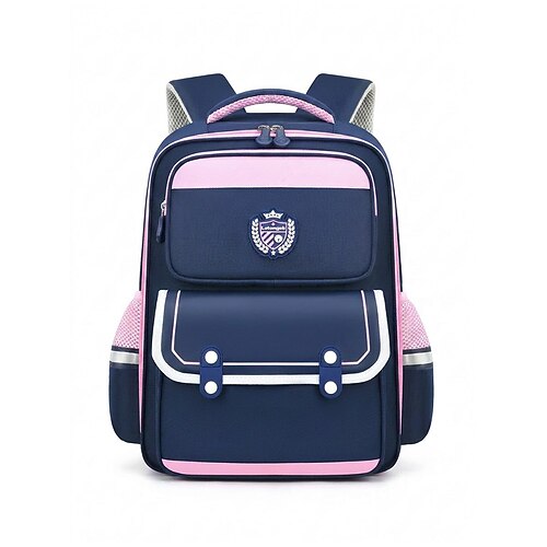 Zaino per bambini e bambine per il ritorno a scuola, in poliestere impermeabile, multicolore, con scomparti multipli e grande capacità, strisce riflettenti e spallacci imbottiti, ideale per la scuola,