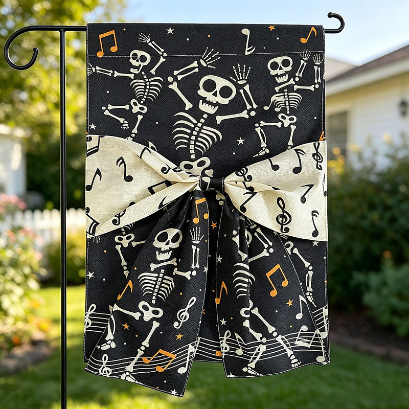 Halloween Garden Flag Bowknot Spider Web Pumpkin Skeleton Trick or Treat Outdoor Yard Flag Seasonal Porch Garden Decoration Fall Home Yard Banner Halloween Outdoor Decor