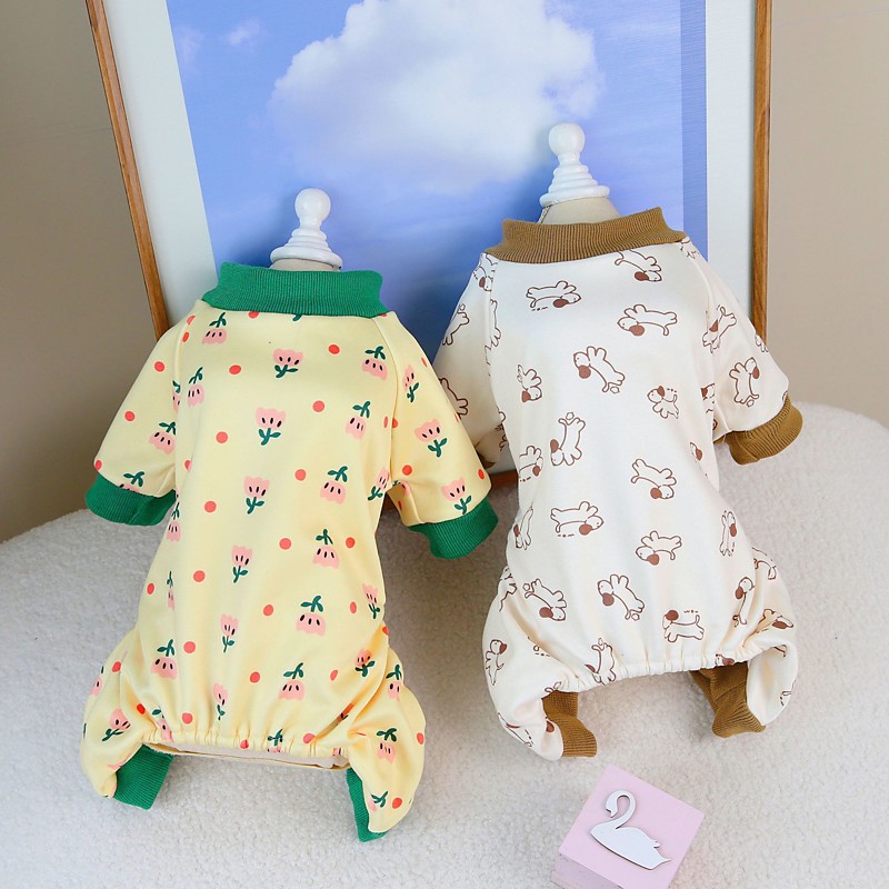 Dog Cat Pajamas Fashion Casual Winter Breathable Soft Washable Comfortable Bed Casual Daily Dog Clothing for Pomeranian Baby Pet Papillon Small