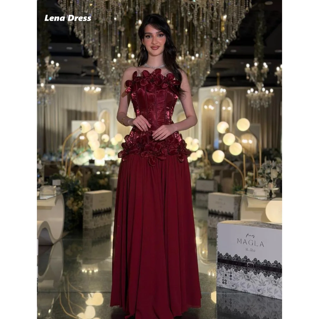 Lena Women's Ball Gown Customized Woman Party Dresses for Special Occasions 3D Flower A-line Women's Evening Dress Sleeveless