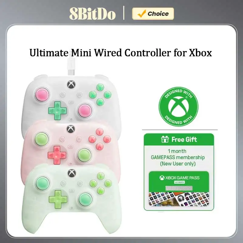 8BitDo Ultimate Mini Wired Controller，USB Gamepad with Game Pass Hall Effect Joystick for Xbox Series S/X,Xbox One,Windows 10/11