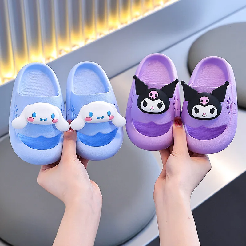 2026 Sommer Süße Kuromi Mädchen Kinder Hausschuhe Hello Kitty Sanrio Anime Eltern-Kind Kawaii Cinnamoroll Cartoon Rutschfeste Schuhe