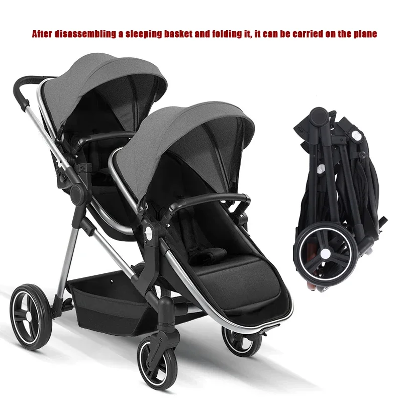 Tragbarer Zwillingskinderwagen, 2-in-1 Faltbarer Kinderwagen, Doppelkinderwagen, Leicht und Stoßdämpfend, EU-Lagerbestand