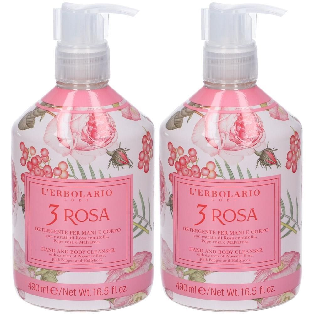 L`Erbolario Detergente Mani e Corpo 3 Rosa 2x490 ml
