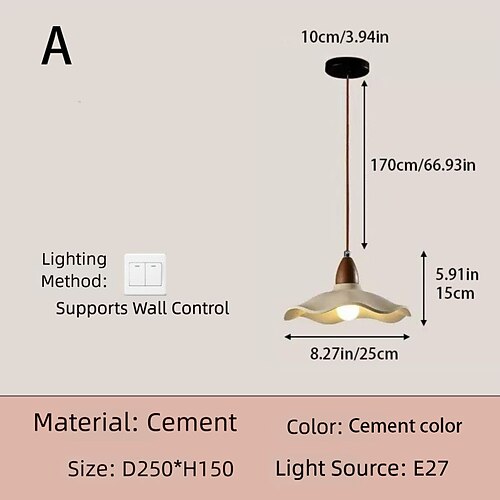 Lampe suspendue en ciment lampe en bois massif luminaire en forme de corne lampe de salon lampe de salle à manger lampe suspendue pour chambre lampes suspendues pour café