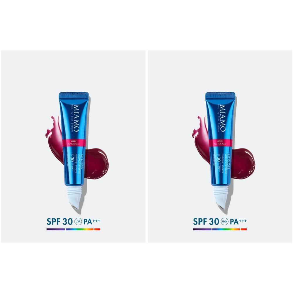 Miamo Lip Gloss Aging Defense SPF 30+ Tono Berry Gusto Frutti Rossi 2x
