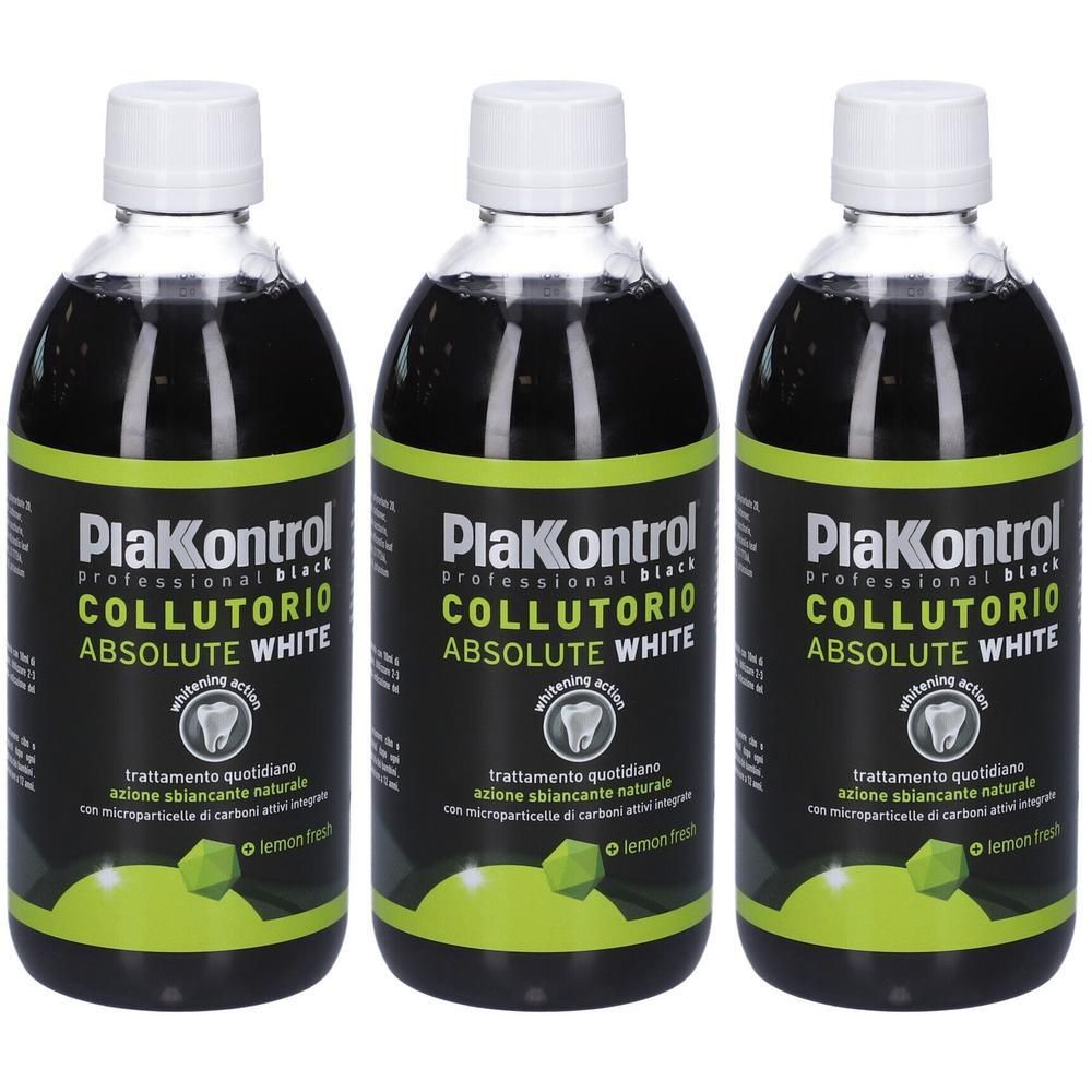 Plakkontrol Absolute White Collutorio Black 3x500 ml