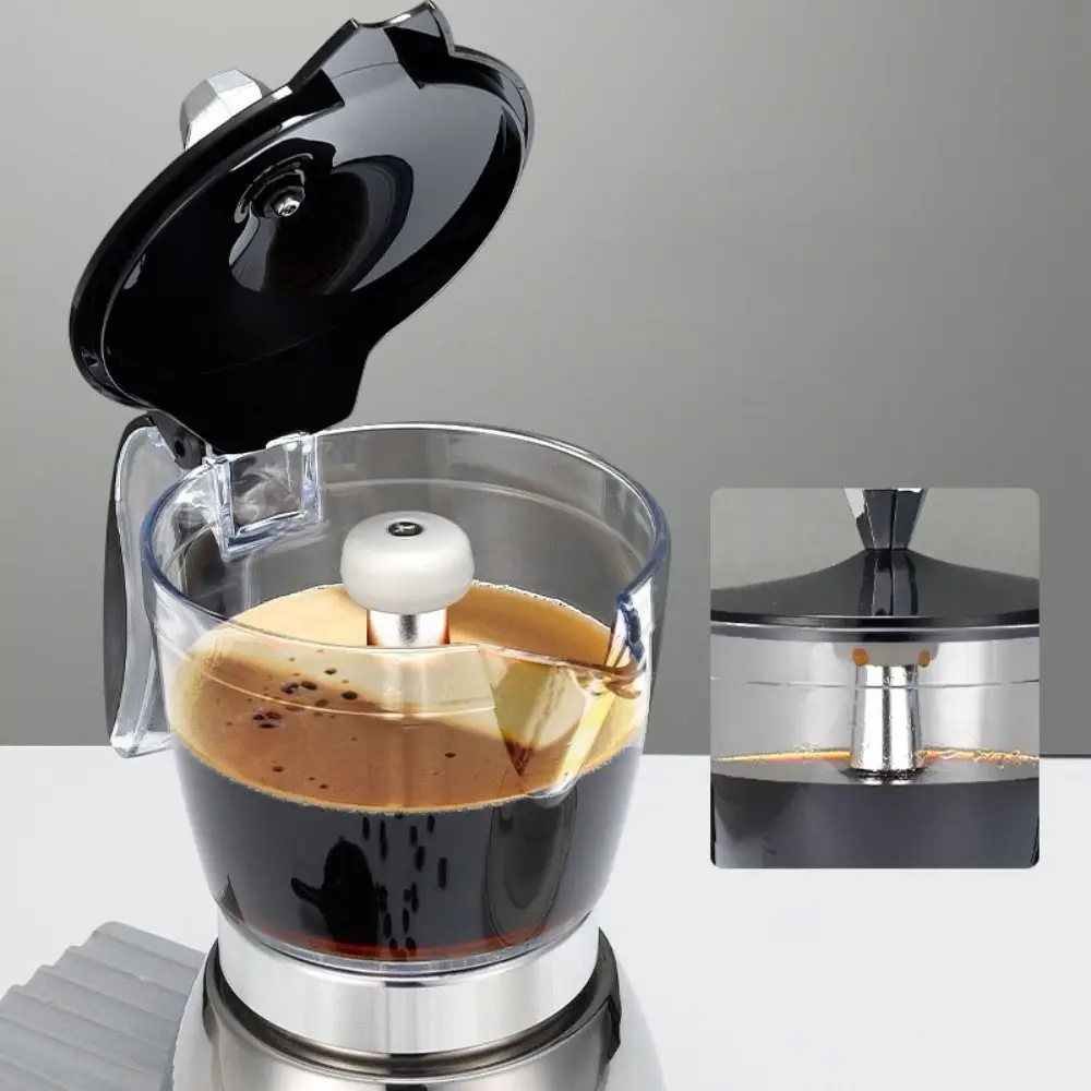 Pot Moka Visible 4/6 tasses, corps Transparent, cafetière universelle, expresso en acier inoxydable, Machine à café italienne