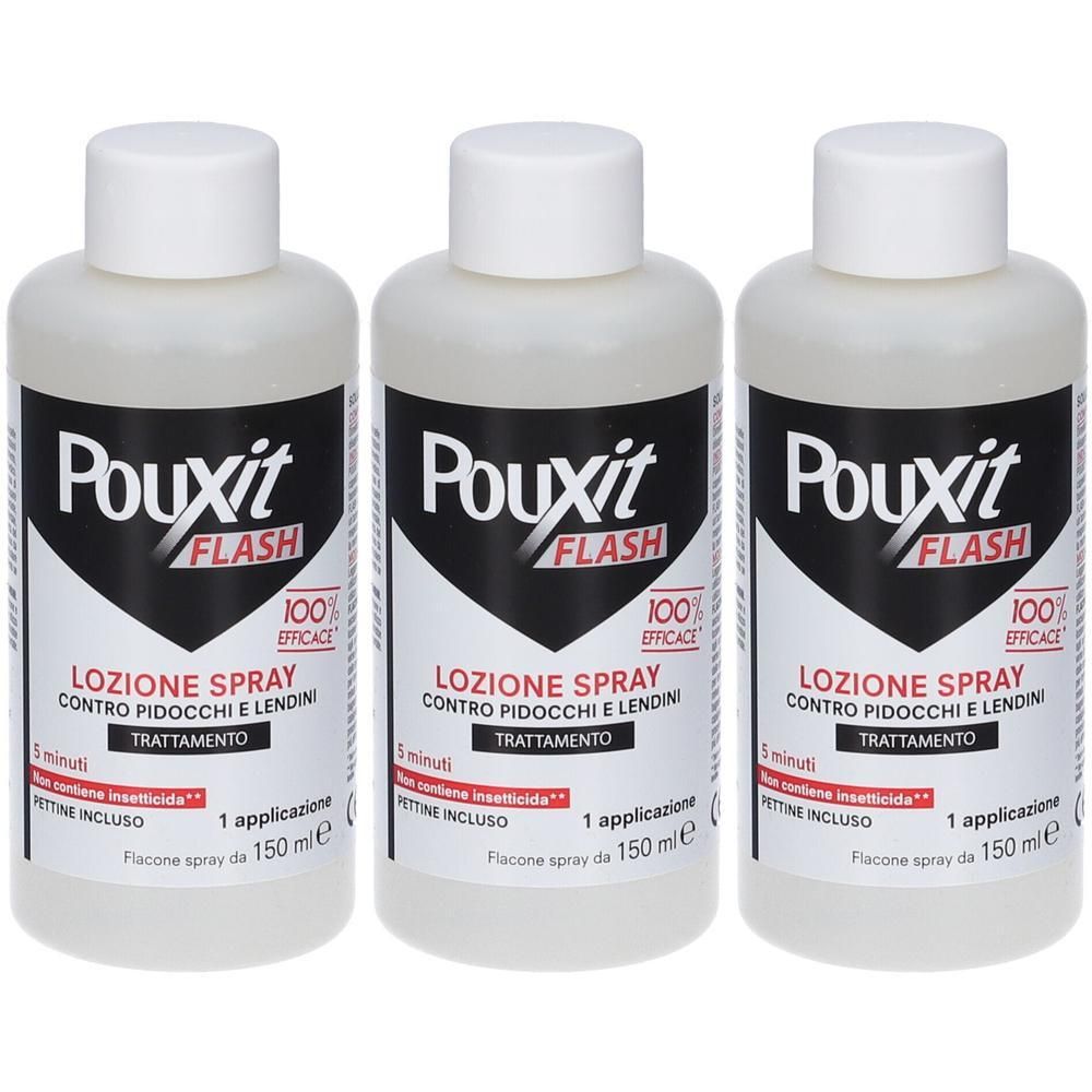 Pouxit Flash Lozione Spray 3x150 ml Soluzione