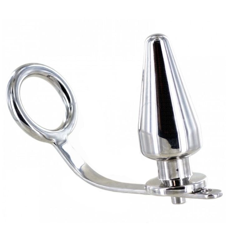 Metal Hard - Anello in acciaio con plug anale 1 St