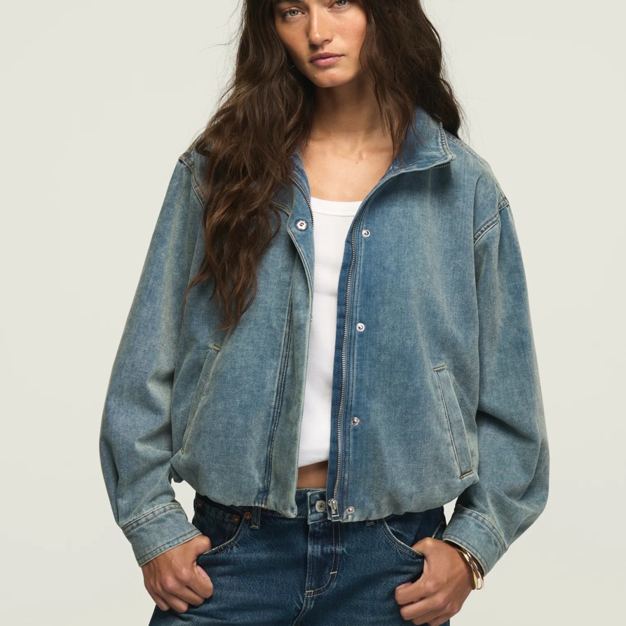 Lucky Brand Denim Luxe Jacket - Women's Clothing Outerwear Jackets Coats in Vixen Wash, Size L