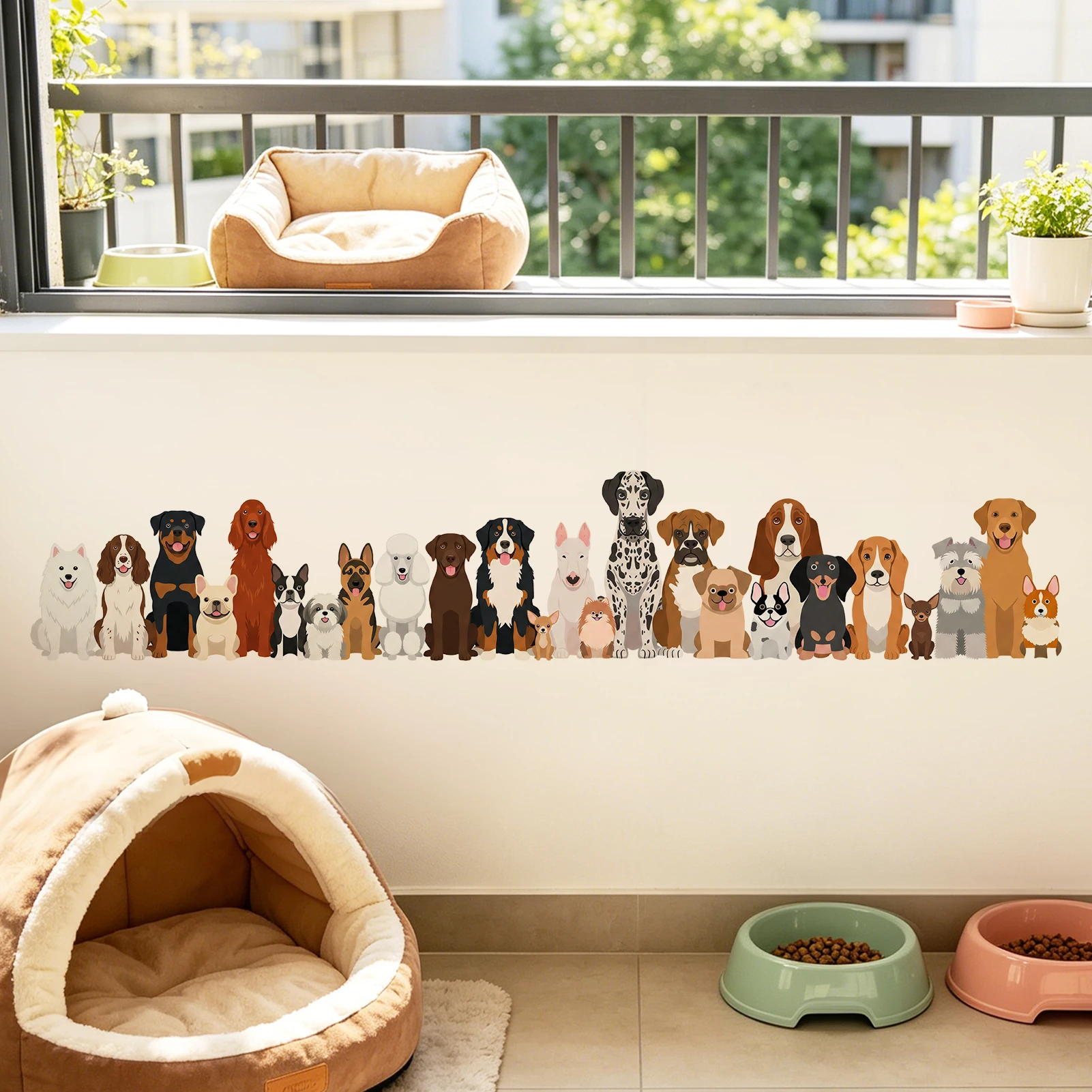 Cartoon-Hunde-Wandaufkleber, Sortierte Beliebte Hunderassen-Kollektion Vinyl-Wandsticker für Heimdekoration Geschenke für Hundeliebhaber