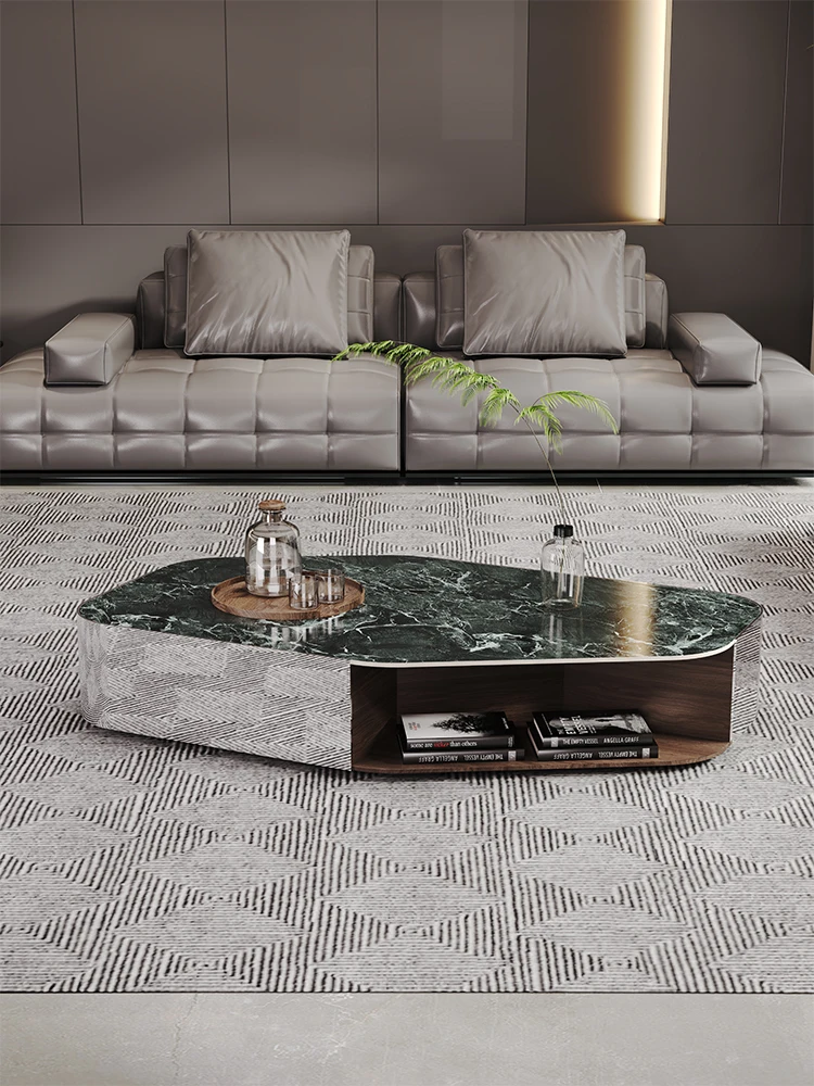 Table basse italienne, minimaliste, dalle de roche, neuve, haut de gamme, art, rectangulaire, table basse, salon, simple, table basse